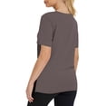 thumbnail image 2 of BTDECLAR Womens Short Sleeve Summer Tops V Neck Solid Color Basic Tshirts Slim Fitted Stretchy Casual Lightweight Athletic Workout Shirts, 2 of 5