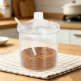 thumbnail image 3 of Shatterproof Acrylic Sugar Bowl with Lid and Spoon, Airtight Transparent Seasoning Jar, Refillable Condiment Container for Dining Table Restaurant Spice Storage, 3 of 5