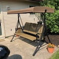 thumbnail image 6 of PURPLE LEAF 3 Seat Patio Swing Chair, Outdoor Porch Swing Glider with Adjustable Canopy, Side Pouches, Breathable Seat and Back, for Garden and Poolside, Khaki, 6 of 13