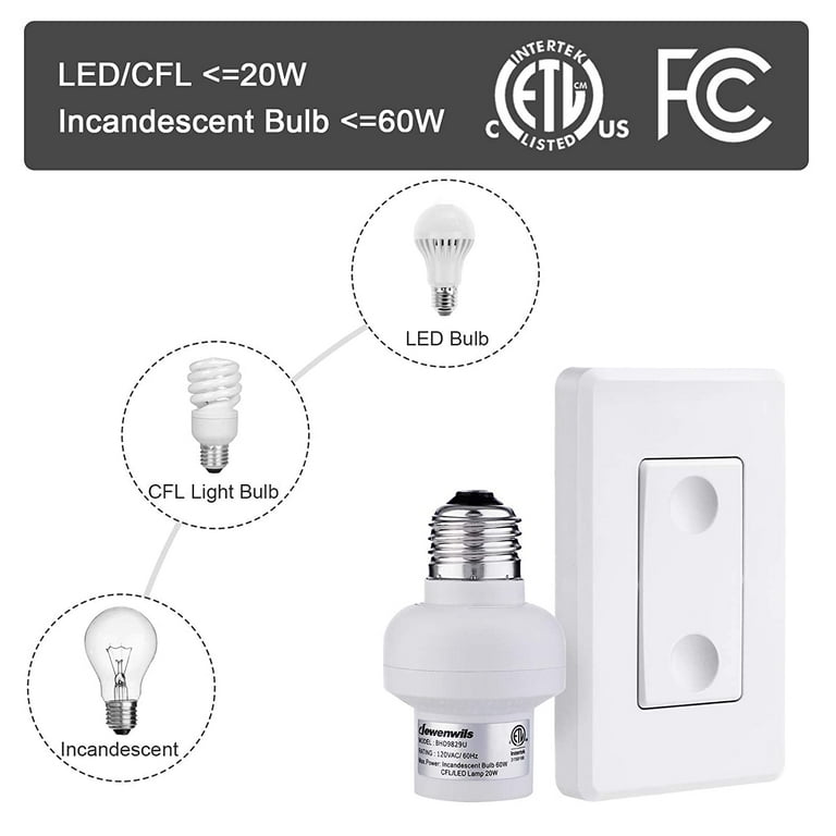 Generic DEWENWILS Remote Control Light Lamp Socket E26 E27 Bulb