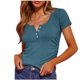 thumbnail image 1 of Fiudx Ofertas de La Semana Blusas Lisas de Moda para Mujer, Top Plisado Lateral con Botones y Manga Corta con Cuello En V, 1 of 7