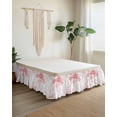 thumbnail image 2 of Pink Floral Art Wrap Around Bed Skirts for Queen Bed 16" Drop,Bed Skirt with Adjustable Elastic Belt Dust Ruffle Bed Valance for Bedroom Hotel Watercolor Botanical Spring Flowers Bed Frame Cover, 2 of 7
