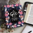 thumbnail image 3 of Kuiaobaty Flower Print Faux Leather Bible Cover for Men Women With God All Things Are Possible Waterproof Bible Case with Handle and Adjustable Strap, Multifunctional Carrying Book Case Handbag, XL, 3 of 7
