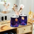 thumbnail image 3 of Yayeee 2 Pack Qtip Holder Bathroom Cotton Swab Canister with Lid Clear Dispenser Set, Blue Road, 3 of 6
