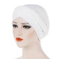 thumbnail image 2 of Visland Women Turban Hat, Fashion Casual Solid Color Braid Design Soft Cozy Milk Silk Muslim Hijab Chemo Cap Hair Care Cap Head Wrap for Hair Beauty Daily Wear, 2 of 8