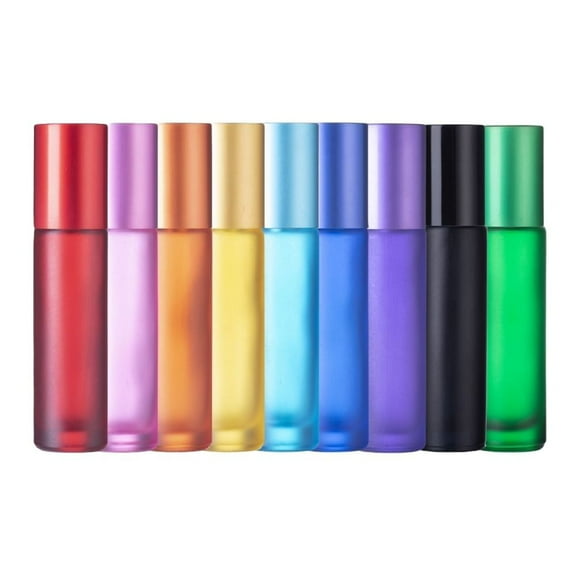 Matte (Frosted) 10 ml Glass Essential Oil Roller Bottles - Set of 9