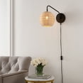 thumbnail image 2 of SAFAVIEH Grigory Tungsten Black Metal Wall Sconce with Light Brown Rattan Shade, Set of 2, 2 of 8