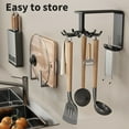 thumbnail image 4 of Hovmgk Kitchen Utensils Hanging Rack, 360 Rotating Stainless Steel Kitchen Wall Organizer, No Punching Wall Mounted Kitchen Utensil Hooks for Hanging Spoons, Brushes, Gloves, Pans to Save Space, 4 of 6