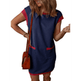 thumbnail image 1 of Vestido Mini con Mangas y Bloques de Color, Azul XXL, 1 of 7