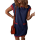 thumbnail image 1 of Vestido Mini con Mangas y Bloques de Color, Azul XXL, 1 of 7