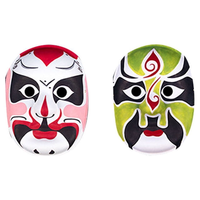 CIMAXIC 2 Pcs Handmade Mask Eco-friendly Pulp Peking Opera Pattern Mask Chinese Culture Figure Pattern Face Cover for Children Adults Festival Party Performance Club Supplies