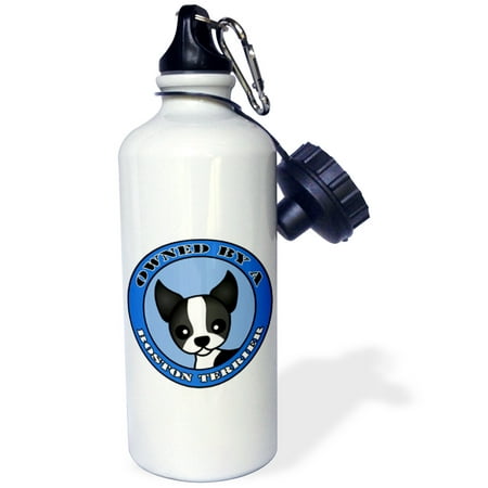 - 3dRose Owned By a Boston Terrier - Blue, Sports Water Bottle, 21oz
