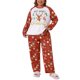 thumbnail image 1 of Conjunto de pijama de Navidad para mujer Agnes Orinda de talla grande de 2 piezas, pijama suave de dormir, parte superior de manga larga y pantalones capri, 2X blanco y rojo, 1 of 6