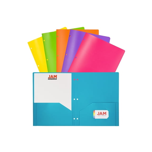 JAM Paper 2-Pocket Plastic Folders Multicolored Assorted Fashion Colors 6/Pack (382EHPASTFA)