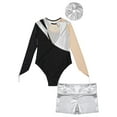 thumbnail image 4 of TiaoBug Girls Shiny Diamond Mesh Long Sleeve Ballet Dance Bodysuit Gymnastics Leotard with Metallic Silver 6, 4 of 5