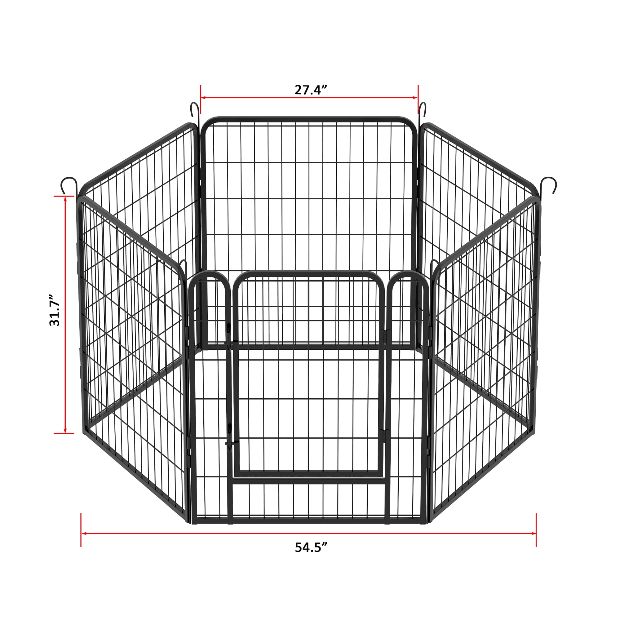 6 Panels Metal Dog Playpen with door,31.7"H Dog Fence Pet Exercise Pen for Outdoor, Indoor
