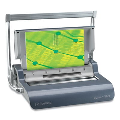 Quasar Manual Wire Binding Machine, 18 1/8 x 15 3/8 x 5 1/8, Metallic Gray