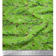 thumbnail image 1 of Soimoi Green Cotton Poplin Fabric Branch,Dot & American Robin Bird Decor Fabric Printed BTY 42 Inch Wide, 1 of 1