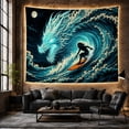 thumbnail image 6 of Ocean Waves Night with Swirling Wave Dominates Curling, Mystical Fantasy for Space Lovers, Galaxy Room Decor, Housewarming Gift, Tapestry Wall Hanging for Bedroom and Dorm, 6 of 7