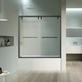 thumbnail image 2 of Caspar 60" W x 58" H By Pass Semi Frameless Tub Door in Matte Black with Clear Glass, 2 of 4