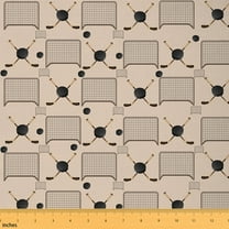 Homewish Ice Hockey Fabric by the Yard 3 Yard Child, Wheat Cartoon Ball Room Decor Fabric by the Yard, Checkered Plaid Sewing Fabric, Microfiber Bedroom Decor