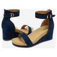 thumbnail image 3 of Dream Pairs Women's Open Toe Buckle Ankle Strap Platform Wedge Sandals NAVY Size 7, 3 of 7