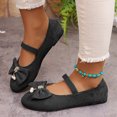 thumbnail image 2 of HEWUQI Bowknot Mary Jane Flats for Women Elatic Strap Soft Sole Ballet Slip on Wide Arch Support Commute Comfortable Dressy Shoes Black Size 7, 2 of 5