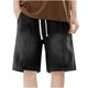thumbnail image 1 of Mens Casual Pantalones Cortos Color Sólido Elástico Cintura Cordón Denim, Algodón Ligero para el Aire Libre Y Uso Diario, 1 of 9