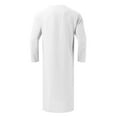 thumbnail image 5 of BADHUB Men's Big and Tall Linen Robes Long Sleeve Muslim Robe Button Up Side Split Kaftan Thobe with Pockets White S, 5 of 5