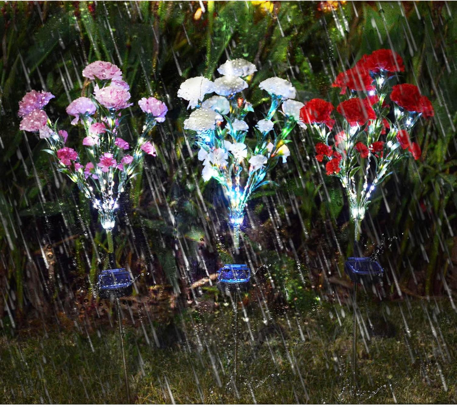 Uiz Merueh Solar Lights Outdoor Decorative, Solar Garden Lights with Carnation Flower, Solar Flower Lights Outdoor Garden Waterproof IP65 - Gardening Gifts for Women