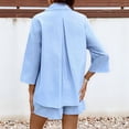 thumbnail image 6 of Women Summer Maternity 2 Piece Sets Long Sleeve Button Down Shirts Beach Vacation Outfits Light Blue M, 6 of 9