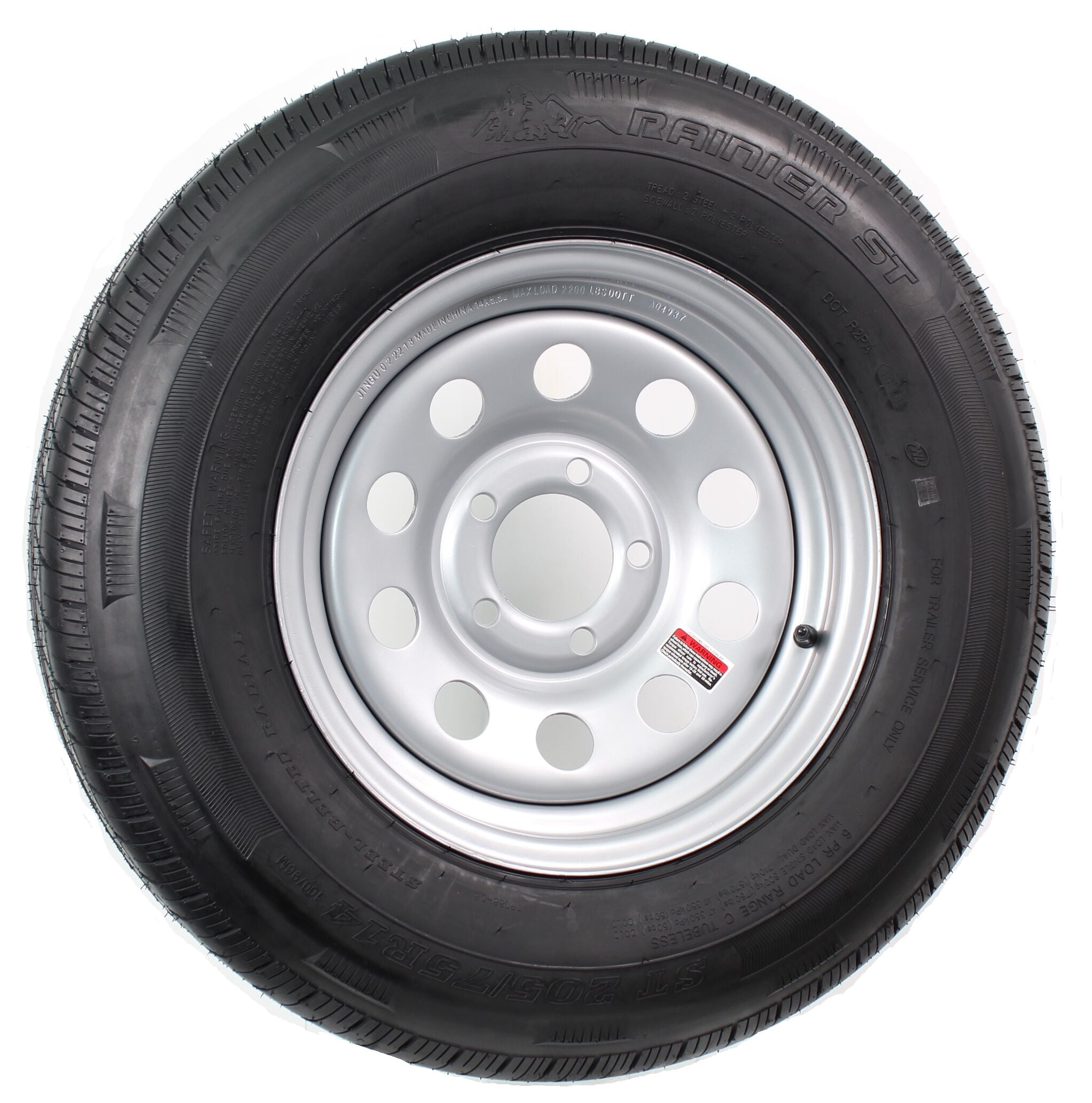 2-Pack Trailer Tire On Rim ST205/75D14 205/75 D 14 in LRC 5 Lug White Spoke