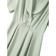 thumbnail image 4 of Plus Size Womens Green A-Line Dress With Shawl Collar And Short Sleeves For Formal Occasions, 4 of 7