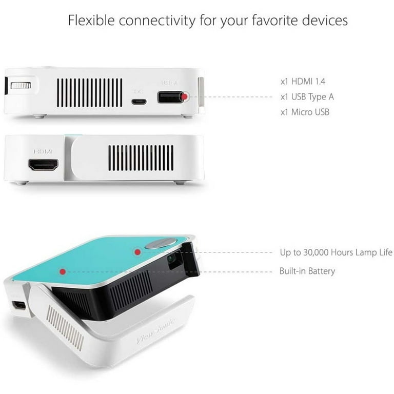 ViewSonic M1 Mini Bluetooth 480P HD LED Mini Projector with ViewSonic M1 Mini Bluetooth 480P HD LED Mini Projector with