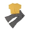 Binpure Baby Girls Summer Clothes Sleeve T-shirt+Stripe Bell-bottomed Pants