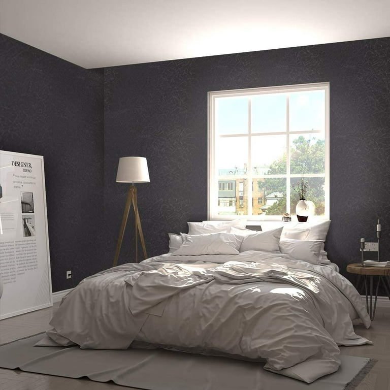 Livelynine Black Wallpaper for Bedroom Walls Solid Color Stick on Wallpaper for Bedroom Boys Cubicle Black Contact Paper for Walls Apartments Wall