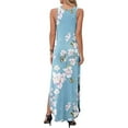 thumbnail image 5 of EQWLJWE Women'S Sleeveless O-Neck Print Long Dress Summer Maxi Dresses with Pocket, 5 of 6