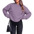 thumbnail image 6 of Lumtrix Womens Oversized Sweatshirt Casual Long Sleeve Crewneck Drop Shoulder Pullover Retro Work Holiday 2026 Fall Winter Tops Light Purple L, 6 of 6