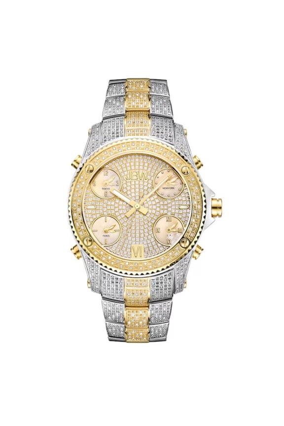 Men's JetSetter Diamond 50mm Two Tone Steel Bracelet Steel Case Swiss Quartz Analog Watch JB-6213-E