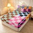 thumbnail image 2 of Manfei Contemporary Grid Zipper Full Size Comforter Sets with Fitted Sheet and 2 Pillowcases,Checkered Art Zipper Bedding Set,Black Blue Orange,Black Reversible,4pcs, 2 of 8