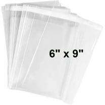 100 Pack Clear Resealable Cellophane Bags - Thick 2 MIL Glossy Self Seal Cello Bag for Gifts, Food, Soap, Candles and Bakery Goods 6" X 9" - 100 Pack