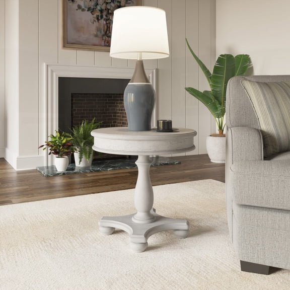 Gray Round End Table - Easy to Assemble and Care For