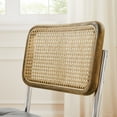 thumbnail image 6 of Art Leon Mid Century Modern Dining Chairs Set of 2, Rattan Upholstered Kitchen Chair with Chrome Legs, Faux Leather Living Room Chairs, Gray, 6 of 8