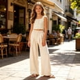 thumbnail image 7 of OGLCCG Girls High Waisted Uniform Pants Kids Wide Leg Pleated Dress Pants Casual School Uniform Trousers with Pockets 5-15 Years, 7 of 7