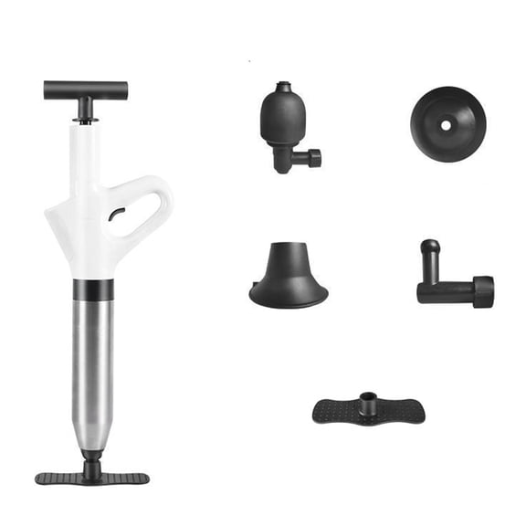 Air Pressure Drain Opener 120PSI Adjustable Gauge 3 Attachments For Clogged Toilet Sink Shower