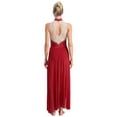 thumbnail image 2 of iefiel Robe de Danse Lyrique Sans Manches avec Strass Scintillants, Robe Maxi Fendue, Bordeaux L, 2 of 6