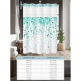 thumbnail image 6 of No Hook Cloth Fabric Shower Curtain with Snap in Liner, Turquoise Polka Dot Waterproof Shower Curtains Set with See Through Top Window, Abstract Modern Art Dots Watercolor Bath Curtains 72"x96", 6 of 6