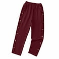 thumbnail image 5 of Dezsed Cotton Linen Pants Women Elastic High Waist Tapered Lounge Pants Casual Summer Loose Ankle Trouser with Pockets Wine 2XL, 5 of 7