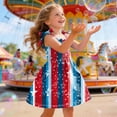 thumbnail image 3 of Faraee Girls 4th of July Dress Toddler Patriotic Outfit American Flag Sundress Kids Sleeveless Smocked Casual Summer Clothes (5-6T,Hot Pink), 3 of 6