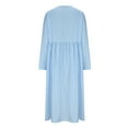 thumbnail image 5 of Elainilye Fashion Long Dresses for Women Solid Color Long Sleeved Round Neck Dress with Pocket,Blue, 5 of 7
